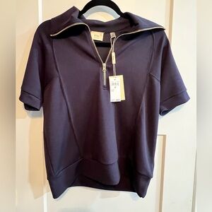 Elle Navy Half-Zip Top